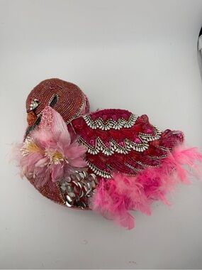 Lolita Pink Beaded Chain-Handle Clutch